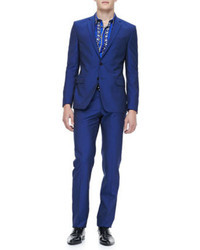 Versace Collection Slim Fit Two Piece Suit Blue