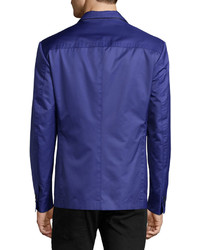 Versace Long Sleeve Double Button Blazer Blue