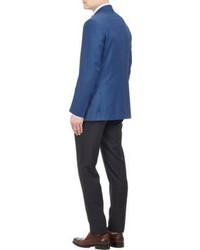 Isaia Micro Plaid Delain Sportcoat Blue Size 40 Long