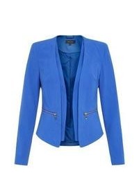 New Look Blue Crepe Zip Pocket Blazer Jacket