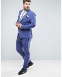 Asos Plus Super Skinny Suit Jacket In Blue