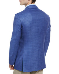 Canali Sienna Contemporary Fit Textured Sport Coat Light Blue