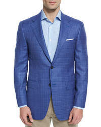 Canali Sienna Contemporary Fit Textured Sport Coat Light Blue