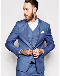 Asos Skinny Fit Suit Jacket In Blue