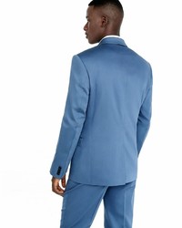Express Slim Cotton Sateen Blue Suit Jacket