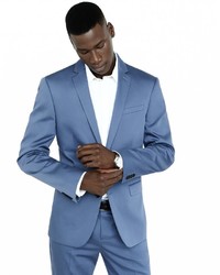 Express Slim Cotton Sateen Blue Suit Jacket