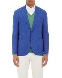 Luciano Barbera Slub Two Button Sportcoat Blue
