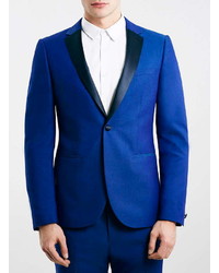 Topman Premium Cobalt Blue Skinny Fit Tuxedo Jacket