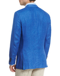 Peter Millar Two Button Linen Soft Coat Blue