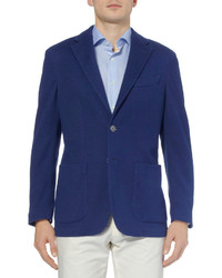 Canali Unstructured Slim Fit Woven Cotton Blend Jersey Blazer