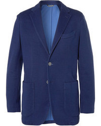 Canali Unstructured Slim Fit Woven Cotton Blend Jersey Blazer