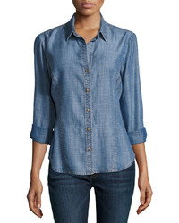 philosophy Chambray Button Front Blouse Denim