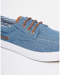 Asos Brand Boat Shoes In Blue Chambray