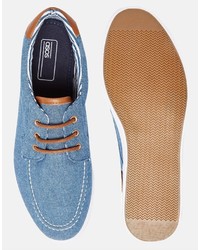Asos Brand Boat Shoes In Blue Chambray