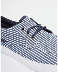 Asos Brand Boat Shoes In Navy White Stripe