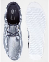Asos Brand Boat Shoes In Navy White Stripe