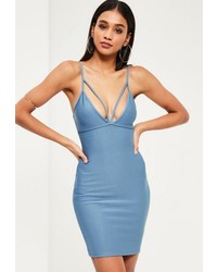 Missguided Blue Strappy Scuba Bust Cup Bodycon Dress