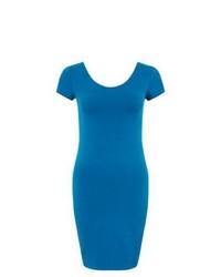 Exclusives New Look Blue Round Neck Cap Sleeve Bodycon Dress
