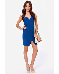 LuLu*s Lulus Bodycon And Soul Strapless Blue Dress