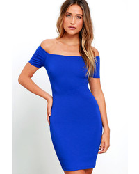 LuLu*s Me Oh My Royal Blue Off The Shoulder Bodycon Dress