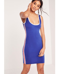Missguided Sports Side Mini Bodycon Dress Blue