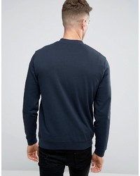Asos Jersey Bomber Jacket With Snaps In Navy