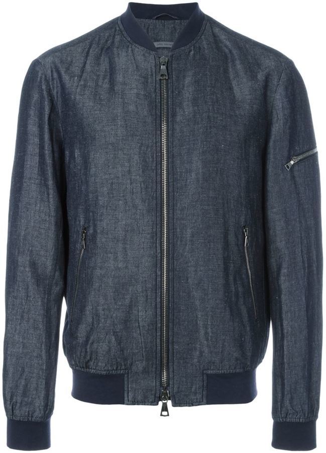 John Varvatos Striped Denim Jacket - Blue Outerwear, Clothing - JVA51261 |  The RealReal