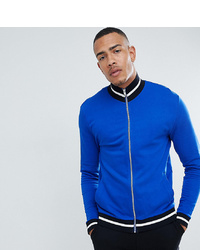 ASOS DESIGN Tall Jersey Track Jacket In Bright Blue With Contrast Tipping