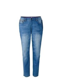 Rainbow Boyfriend Jeans In Medium Blue Bleached Size 8