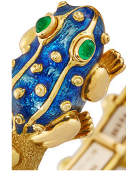David Webb Baby Frog Enameled 18 Karat Gold Emerald Bangle