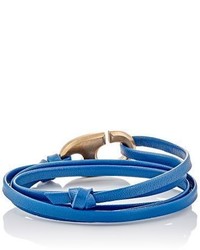 Miansai Brummel Hook On Leather Wrap Bracelet Blue