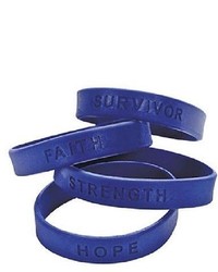 Lot Of 24 Cancer Support Blue Silicone Bracelets With Sayings
