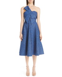 Blue Brocade Fit and Flare Dress