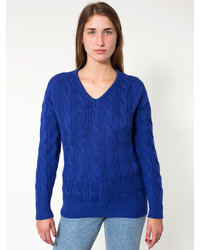American Apparel Unisex Wool Cable Knit Pullover