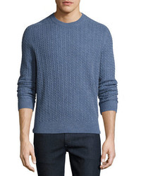 Neiman Marcus Cable Knit Cashmere Crewneck Sweater