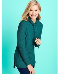 Talbots Cable Zigzag Stitched Cowl Neck Pullover