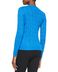Ralph Lauren Black Label Cashmere Cable Knit Sweater Tropical Blue