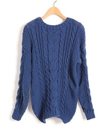 ChicNova Blue Chunky Cable Knit Sweater