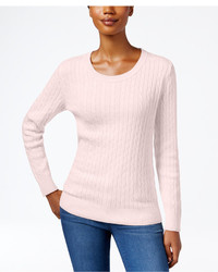 Karen Scott Crew Neck Cable Knit Sweater Only At Macys
