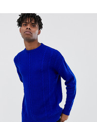 Reclaimed Vintage Inspired Cable Knit Jumper In Blue