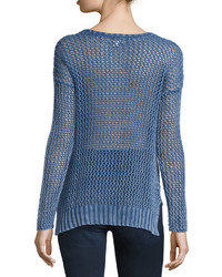 Label By 5twelve Long Sleeve Cable Knit Sweater Blue