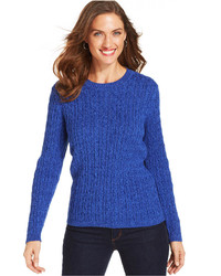 Karen Scott Long Sleeve Crewneck Cable Knit Sweater