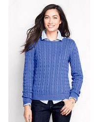 Lands' End Long Sleeve Drifter Cable Crew Sweater