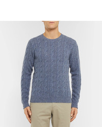 Ralph Lauren Purple Label Mlange Cable Knit Cashmere Sweater