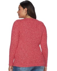 croft & barrow Plus Size Cable Knit V Neck Sweater