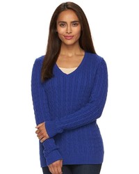 croft & barrow V Neck Cable Knit Sweater