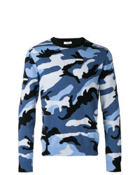 Blue Camouflage Crew-neck Sweater
