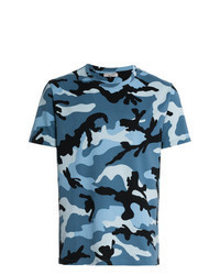Blue Camouflage Crew-neck T-shirt