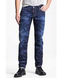 DSQUARED2 Camo Print Slim Fit Selvedge Jeans