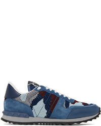 Blue Camouflage Leather Athletic Shoes